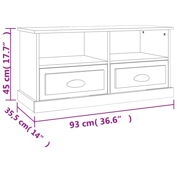 Mueble de TV madera contrachapada blanco brillo 93x35,5x45 cm Mueble de TV madera contrachapada blanco brillo 93x35,5x45 cm
