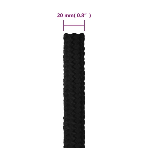 Cuerda de trabajo poliéster negro 20 mm 100 m Cuerda de trabajo poliéster negro 20 mm 100 m