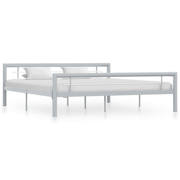 Estructura de cama de metal gris y blanco 180x200 cm Estructura de cama de metal gris y blanco 180x200 cm