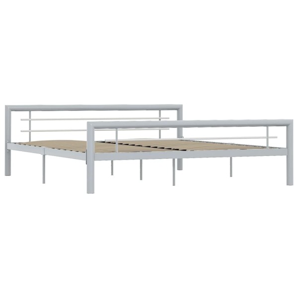 Estructura de cama de metal gris y blanco 180x200 cm Estructura de cama de metal gris y blanco 180x200 cm