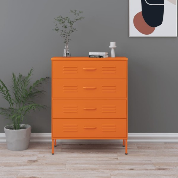 Armario de cajones de acero naranja 80x35x101,5 cm Armario de cajones de acero naranja 80x35x101,5 cm