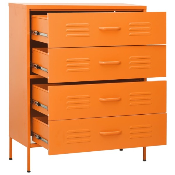 Armario de cajones de acero naranja 80x35x101,5 cm Armario de cajones de acero naranja 80x35x101,5 cm