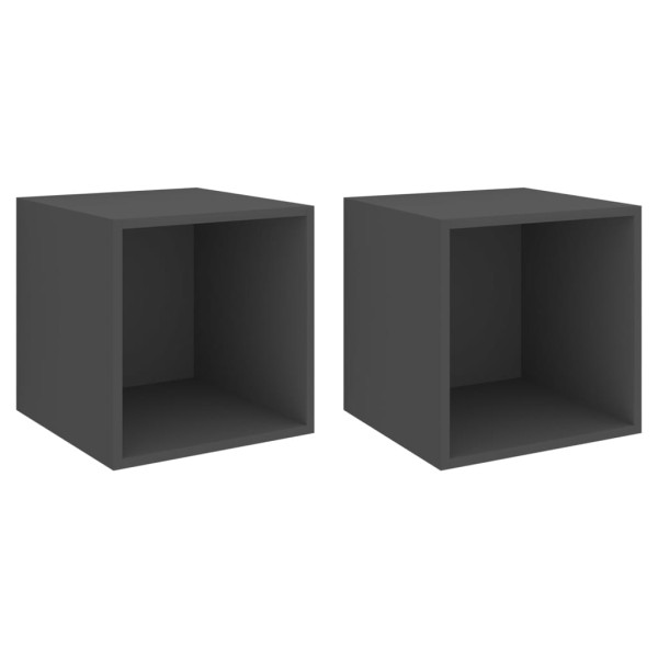 Armario de pared 2 uds madera contrachapada gris 37x37x37 cm Armario de pared 2 uds madera contrachapada gris 37x37x37 cm
