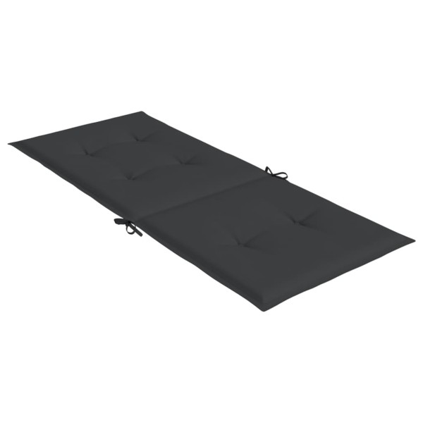 Cojín silla de jardín respaldo alto 2 uds tela negro 120x50x3cm Cojín silla de jardín respaldo alto 2 uds tela negro 120x50x3cm
