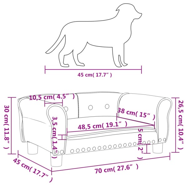 Cama para perros de cuero sintético color capuchino 70x45x30 cm Cama para perros de cuero sintético color capuchino 70x45x30 cm