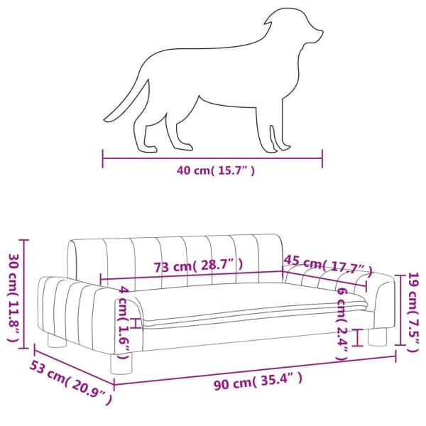 Cama para perros de cuero sintético marrón 90x53x30 cm