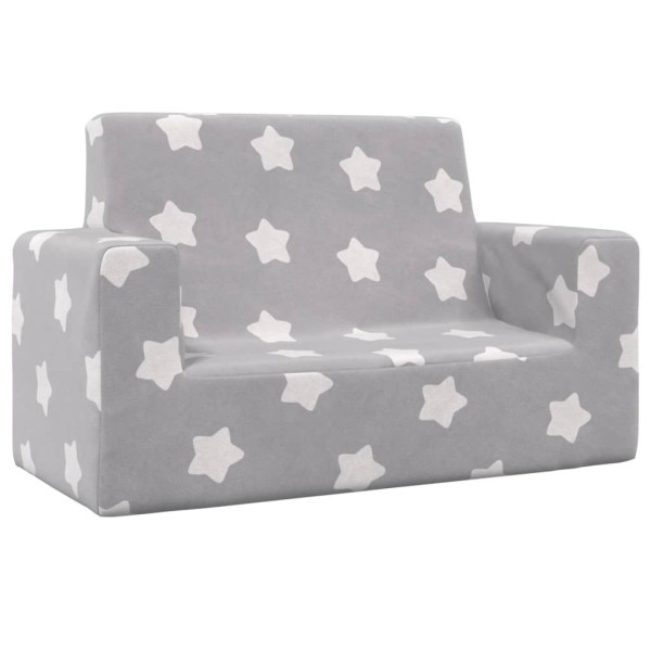 Sofá infantil de 2 plazas gris claro con estrellas felpa suave Sofá infantil de 2 plazas gris claro con estrellas felpa suave