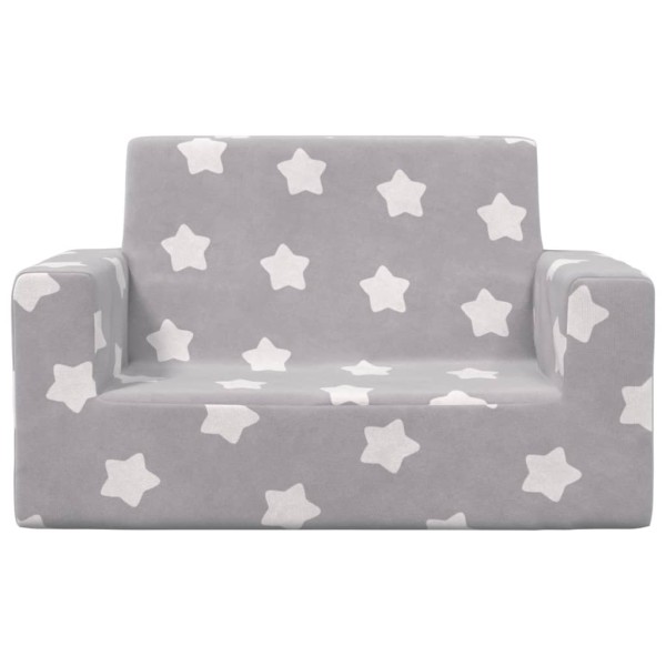 Sofá infantil de 2 plazas gris claro con estrellas felpa suave Sofá infantil de 2 plazas gris claro con estrellas felpa suave