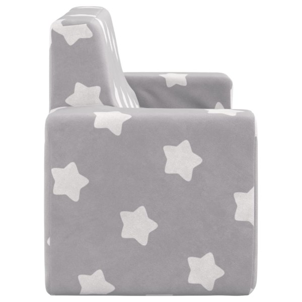 Sofá infantil de 2 plazas gris claro con estrellas felpa suave Sofá infantil de 2 plazas gris claro con estrellas felpa suave
