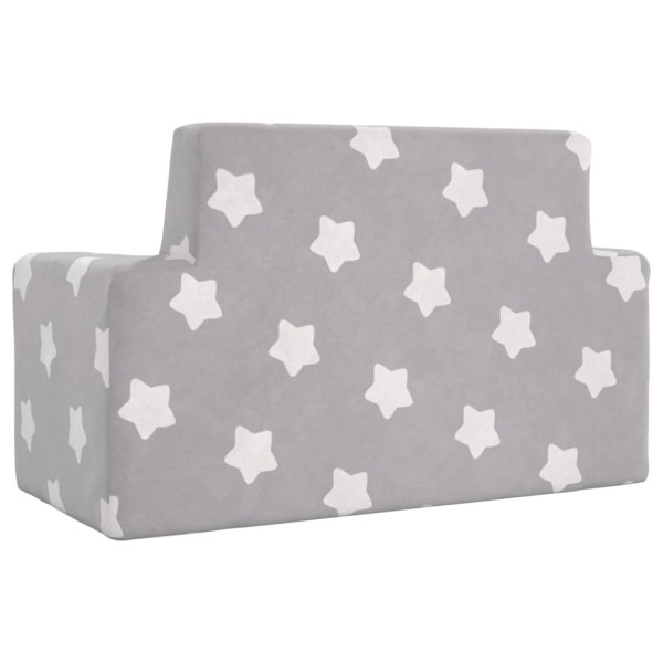 Sofá infantil de 2 plazas gris claro con estrellas felpa suave Sofá infantil de 2 plazas gris claro con estrellas felpa suave