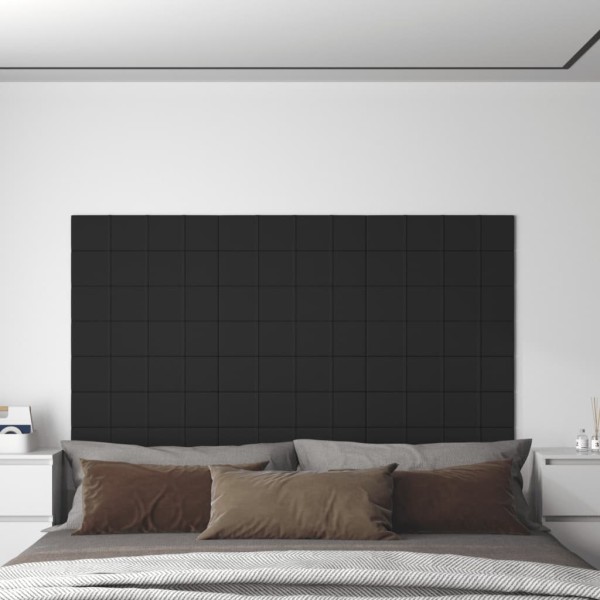 Paneles de pared 12 uds tela negro 60x15 cm 1,08 m² Paneles de pared 12 uds tela negro 60x15 cm 1,08 m²