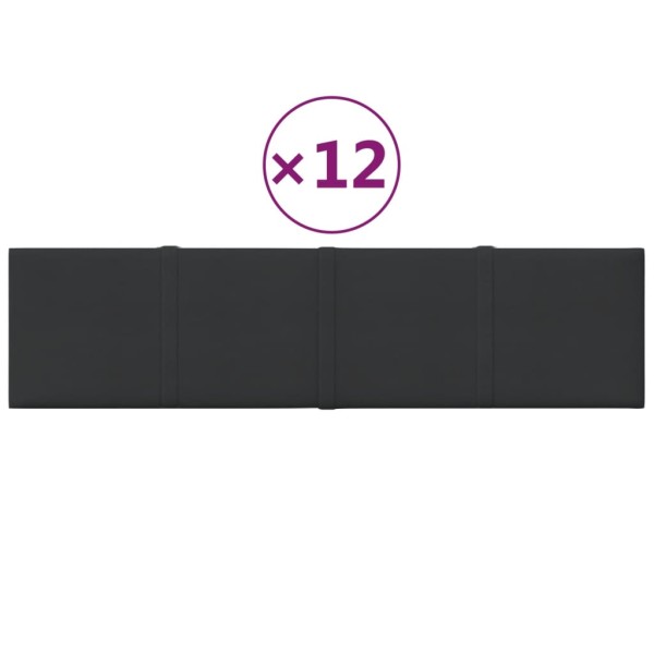 Paneles de pared 12 uds tela negro 60x15 cm 1,08 m² Paneles de pared 12 uds tela negro 60x15 cm 1,08 m²