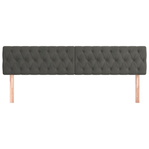 Cabeceros 2 unidades de terciopelo gris oscuro 100x7x78/88 cm Cabeceros 2 unidades de terciopelo gris oscuro 100x7x78/88 cm