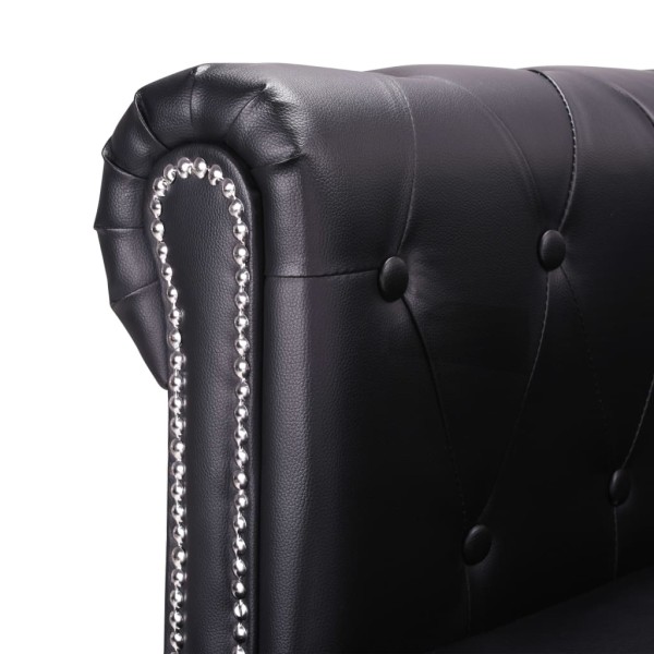 Sofá Chesterfield en forma de L cuero sintético negro Sofá Chesterfield en forma de L cuero sintético negro