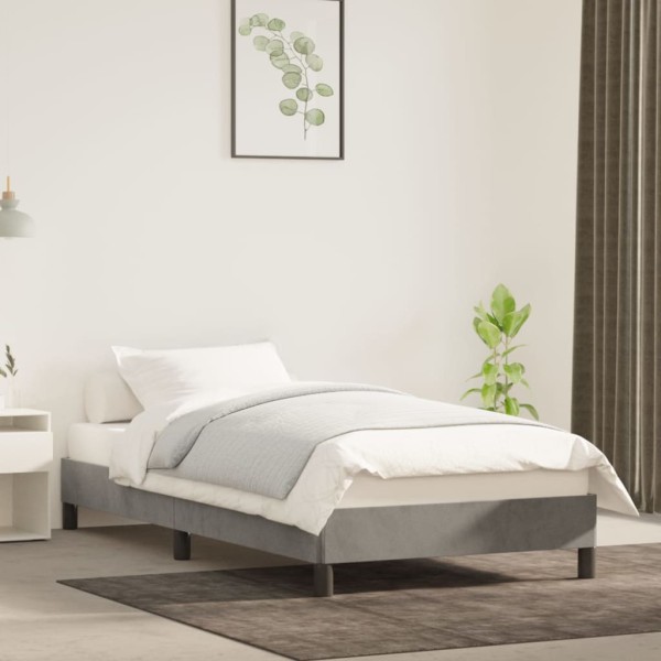Estructura de cama de terciopelo gris claro 90x190 cm Estructura de cama de terciopelo gris claro 90x190 cm