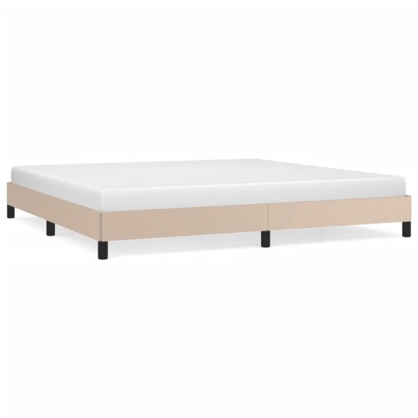Estructura de cama de cuero sintético capuchino 200x200 cm Estructura de cama de cuero sintético capuchino 200x200 cm