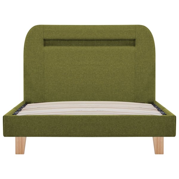 Estructura de cama con LED tela verde 90x200 cm