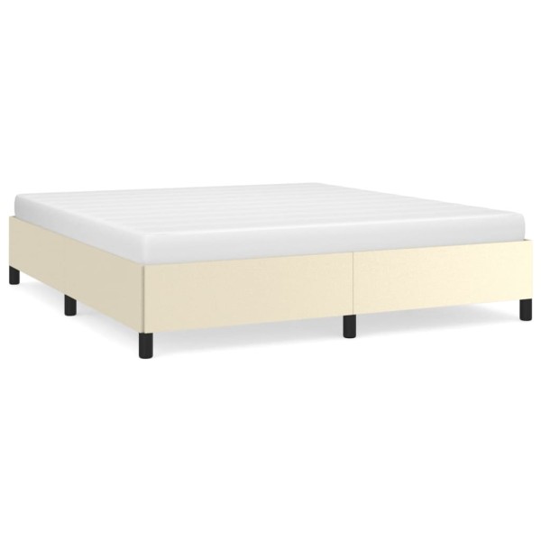 Estructura de cama de cuero sintético color crema 160x200 cm
