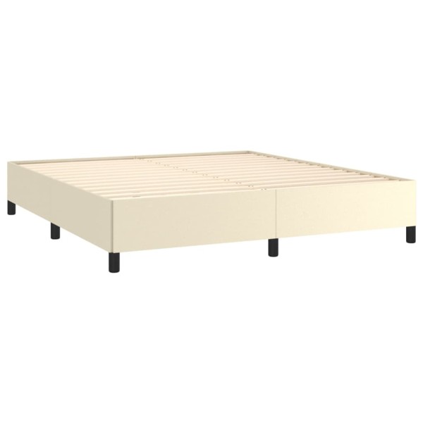 Estructura de cama de cuero sintético color crema 160x200 cm