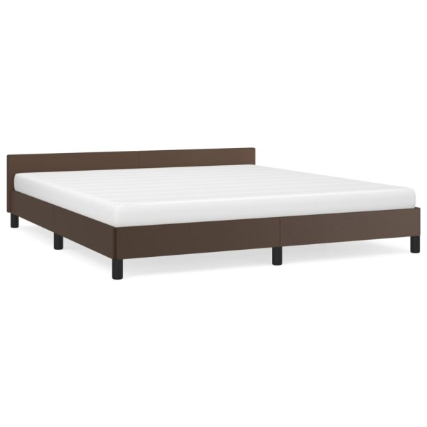 Estructura de cama cabecero cuero sintético marrón 180x200 cm Estructura de cama cabecero cuero sintético marrón 180x200 cm
