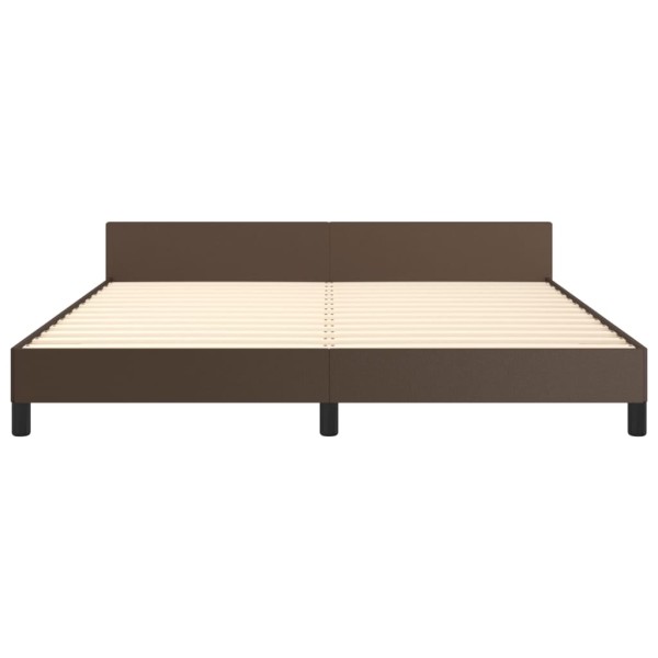 Estructura de cama cabecero cuero sintético marrón 180x200 cm Estructura de cama cabecero cuero sintético marrón 180x200 cm