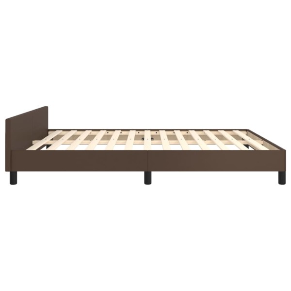 Estructura de cama cabecero cuero sintético marrón 180x200 cm Estructura de cama cabecero cuero sintético marrón 180x200 cm