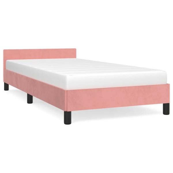 Estructura de cama con cabecero de terciopelo rosa 90x200 cm Estructura de cama con cabecero de terciopelo rosa 90x200 cm