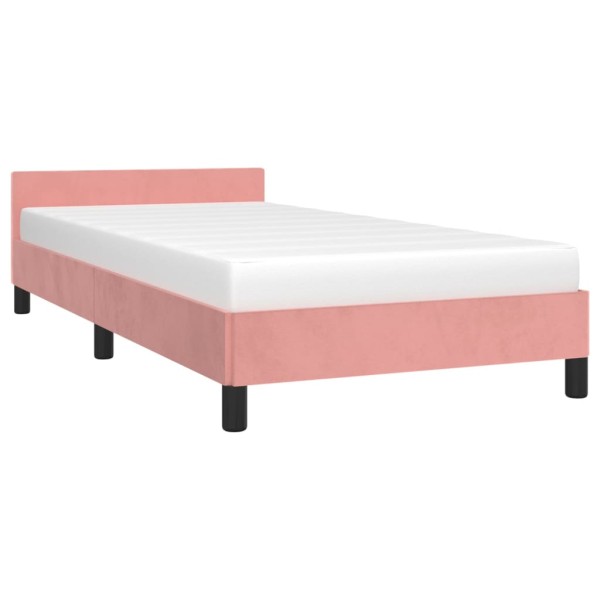 Estructura de cama con cabecero de terciopelo rosa 90x200 cm Estructura de cama con cabecero de terciopelo rosa 90x200 cm