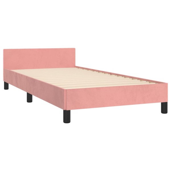 Estructura de cama con cabecero de terciopelo rosa 90x200 cm Estructura de cama con cabecero de terciopelo rosa 90x200 cm