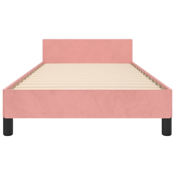 Estructura de cama con cabecero de terciopelo rosa 90x200 cm Estructura de cama con cabecero de terciopelo rosa 90x200 cm