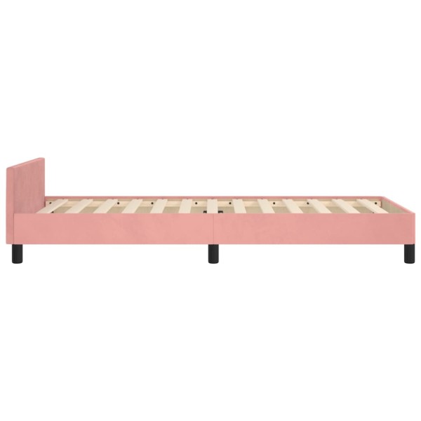 Estructura de cama con cabecero de terciopelo rosa 90x200 cm Estructura de cama con cabecero de terciopelo rosa 90x200 cm