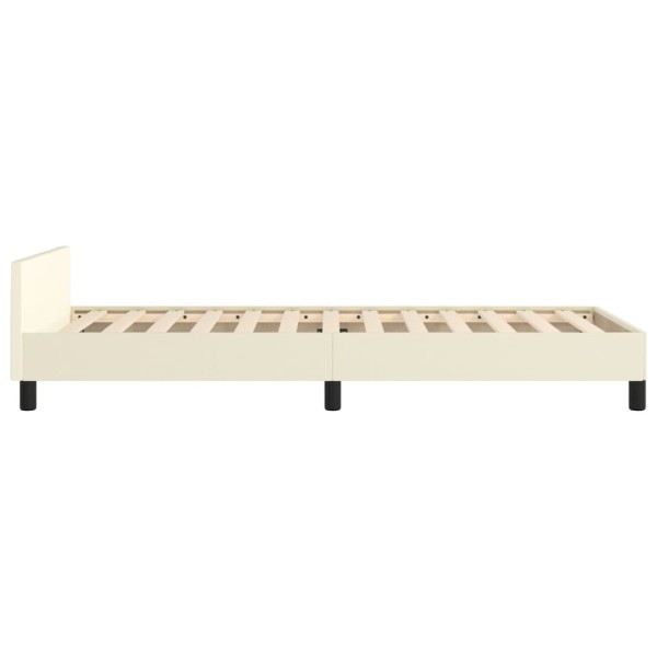 Estructura de cama con cabecero cuero sintético crema 100x200cm Estructura de cama con cabecero cuero sintético crema 100x200cm