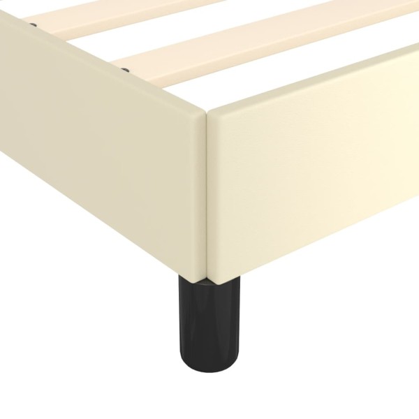 Estructura de cama con cabecero cuero sintético crema 100x200cm Estructura de cama con cabecero cuero sintético crema 100x200cm