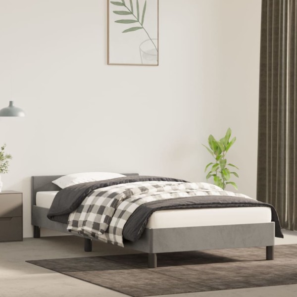 Estructura de cama con cabecero terciopelo gris claro 80x200 cm Estructura de cama con cabecero terciopelo gris claro 80x200 cm