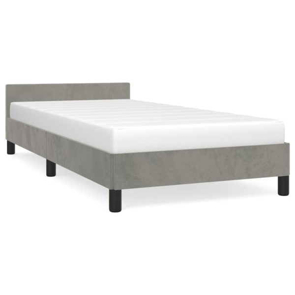 Estructura de cama con cabecero terciopelo gris claro 80x200 cm Estructura de cama con cabecero terciopelo gris claro 80x200 cm