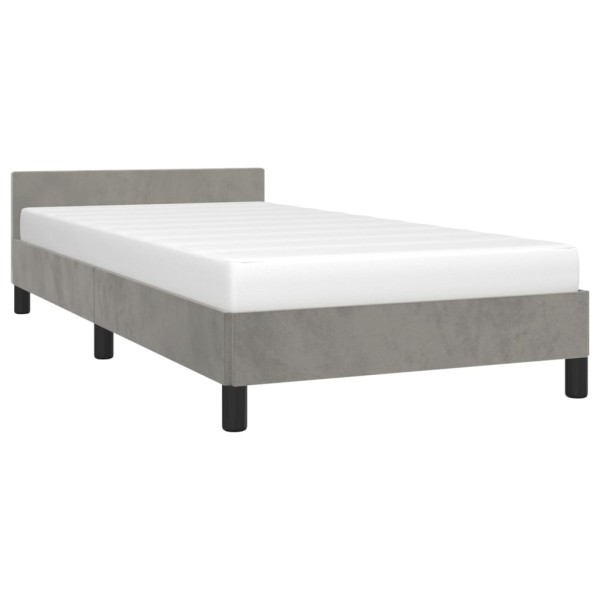 Estructura de cama con cabecero terciopelo gris claro 80x200 cm Estructura de cama con cabecero terciopelo gris claro 80x200 cm