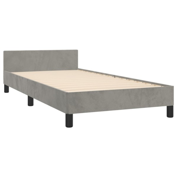 Estructura de cama con cabecero terciopelo gris claro 80x200 cm Estructura de cama con cabecero terciopelo gris claro 80x200 cm
