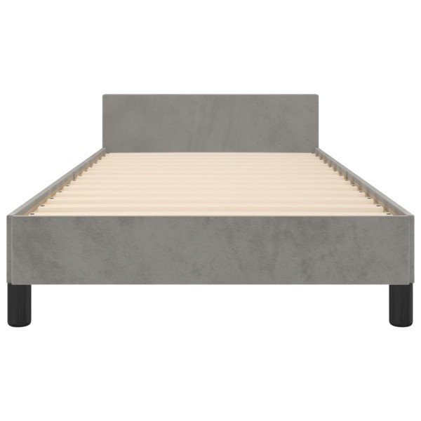 Estructura de cama con cabecero terciopelo gris claro 80x200 cm Estructura de cama con cabecero terciopelo gris claro 80x200 cm