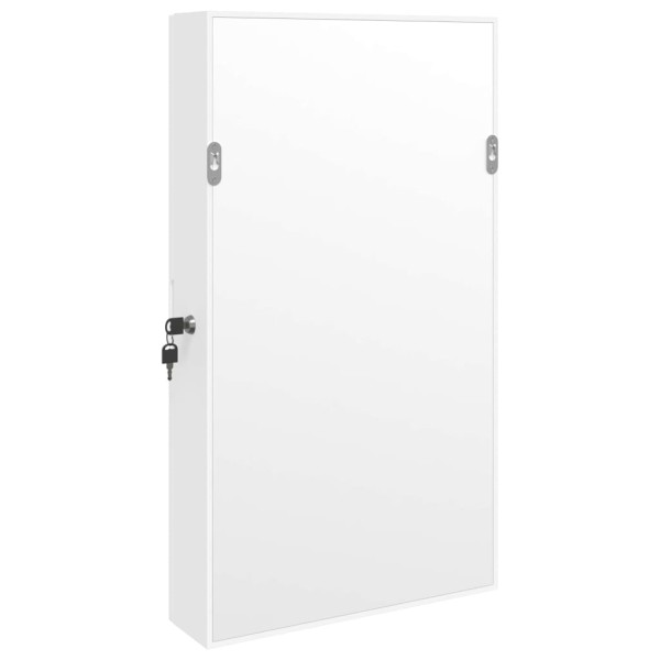 Espejo con joyero de pared blanco 37,5x10x67 cm Espejo con joyero de pared blanco 37,5x10x67 cm