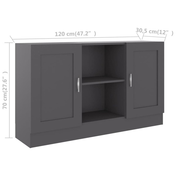 Aparador de madera contrachapada gris 120x30,5x70 cm Aparador de madera contrachapada gris 120x30,5x70 cm