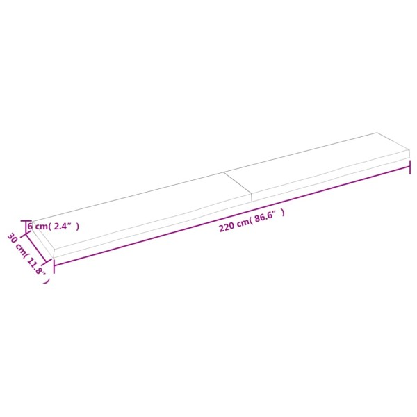 Estante pared madera roble tratada marrón claro 220x30x(2-6) cm Estante pared madera roble tratada marrón claro 220x30x(2-6) cm