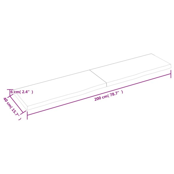 Estante pared madera roble tratada marrón claro 200x40x(2-6) cm Estante pared madera roble tratada marrón claro 200x40x(2-6) cm