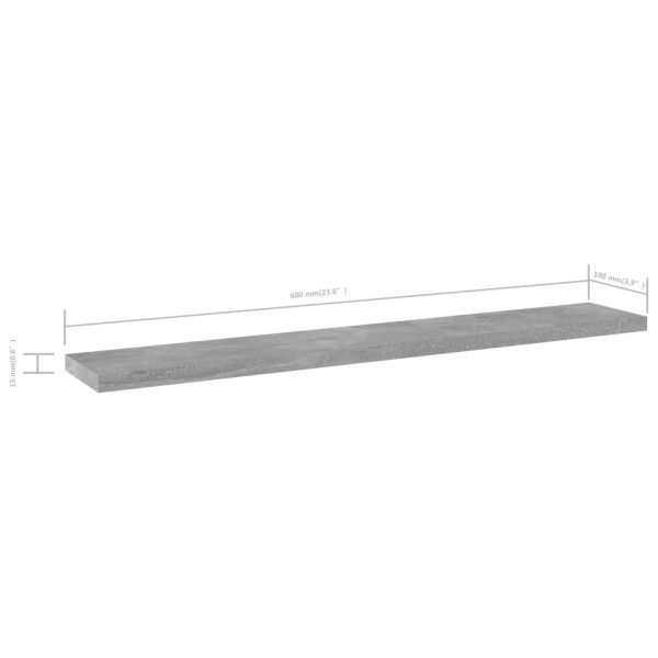 Estante estantería 4uds contrachapada gris hormigón 60x10x1,5cm Estante estantería 4uds contrachapada gris hormigón 60x10x1,5cm