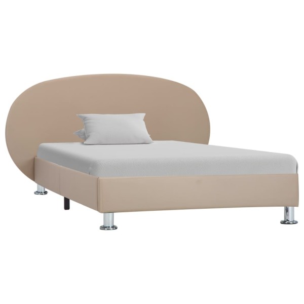 Estructura de cama de cuero sintético color capuchino 100x200cm Estructura de cama de cuero sintético color capuchino 100x200cm