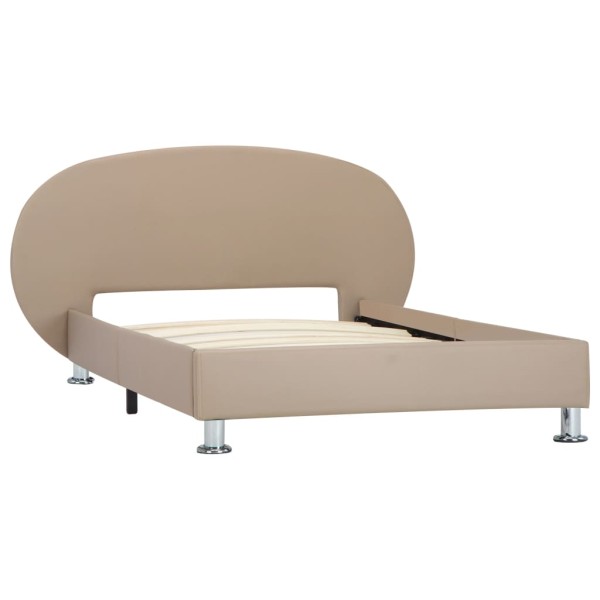 Estructura de cama de cuero sintético color capuchino 100x200cm Estructura de cama de cuero sintético color capuchino 100x200cm