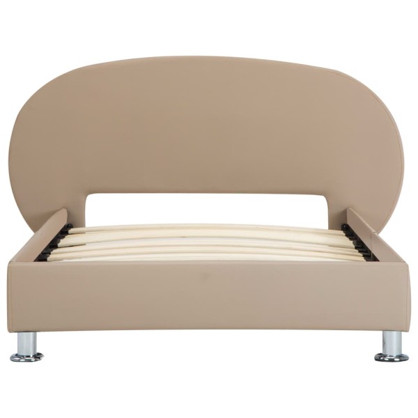 Estructura de cama de cuero sintético color capuchino 100x200cm Estructura de cama de cuero sintético color capuchino 100x200cm
