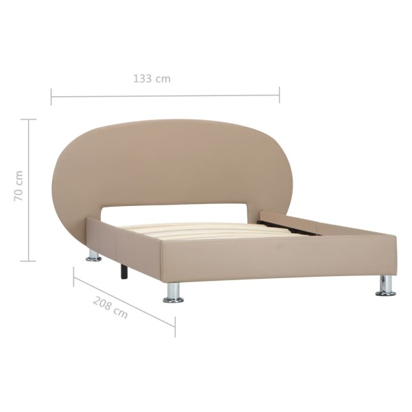 Estructura de cama de cuero sintético color capuchino 100x200cm Estructura de cama de cuero sintético color capuchino 100x200cm