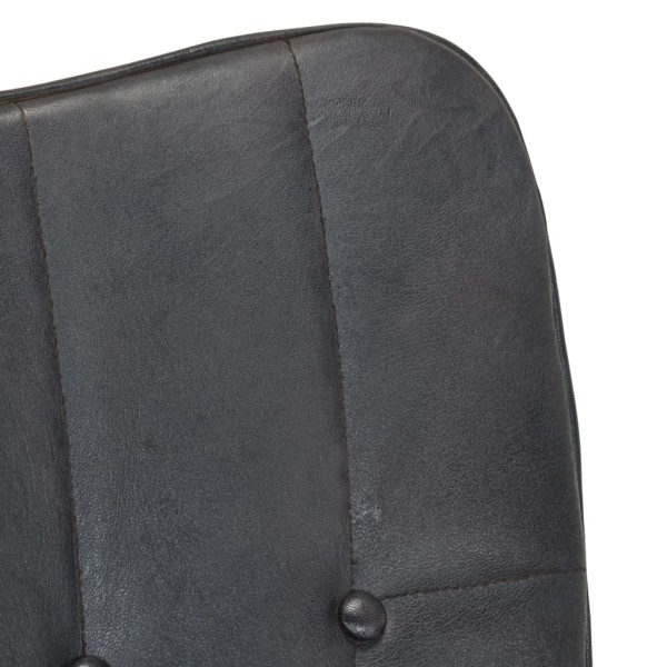 Mecedora con taburete cuero auténtico gris Mecedora con taburete cuero auténtico gris