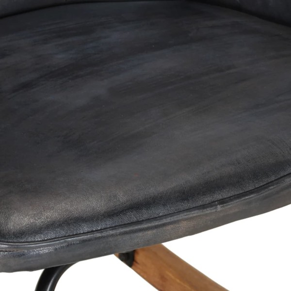 Mecedora con taburete cuero auténtico gris Mecedora con taburete cuero auténtico gris