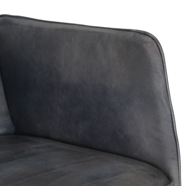 Mecedora con taburete cuero auténtico gris Mecedora con taburete cuero auténtico gris